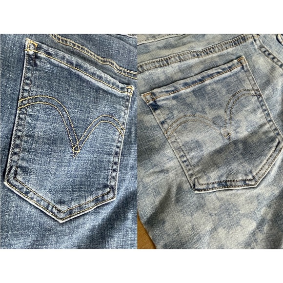 Bundle 2 Levi Mid Length Shorts Size 29 Medium Wash Holes Light Wash Daisies - Picture 8 of 11